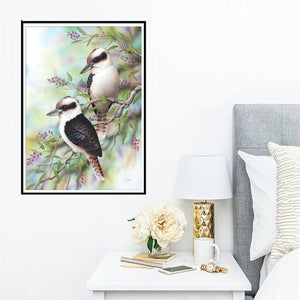 Kingfisher Birds On Tree Diamond Paining