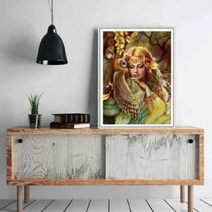 Beautiful Girl With Owl Diamond Painting