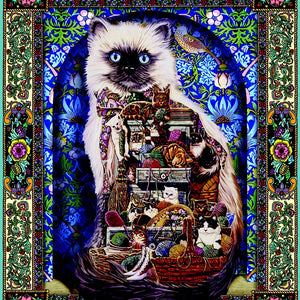 Cat Motif Colorful Painting
