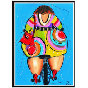 Fat Lady On Bike Painting